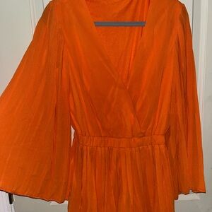 Vibrant Orange Dress with Flowy Sleeves